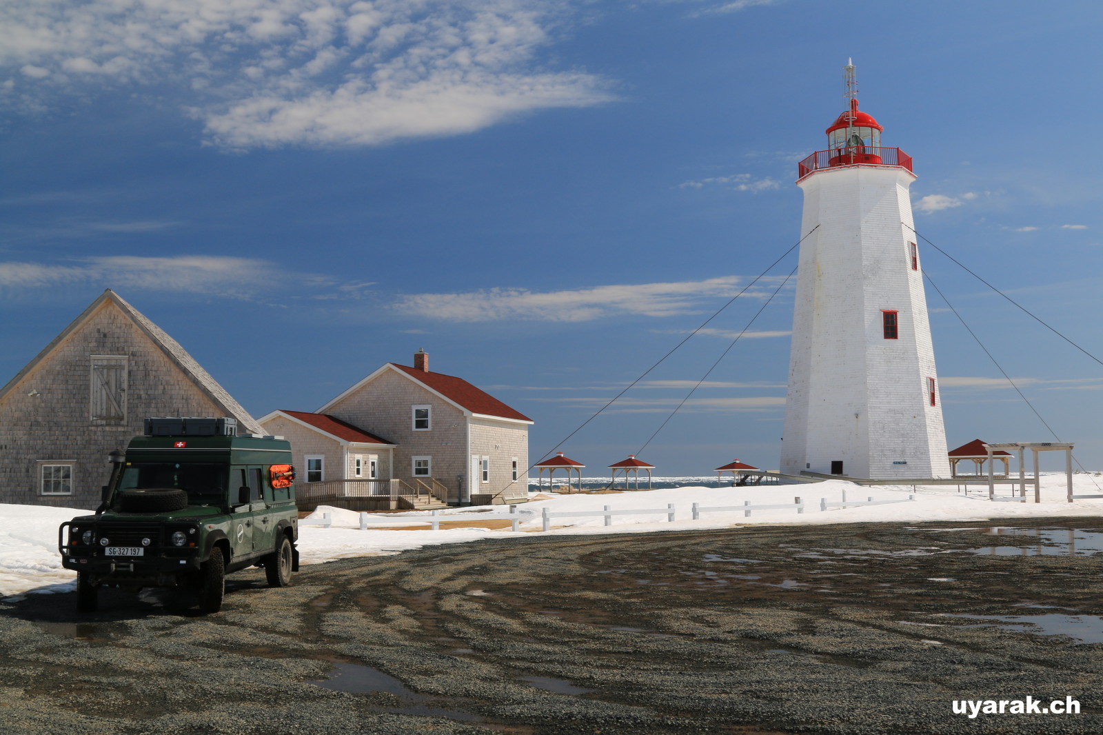 Der älteste, aus Holz gebaute Leuchtturm von Nordamerika, Île Miscou, New Brunswick 