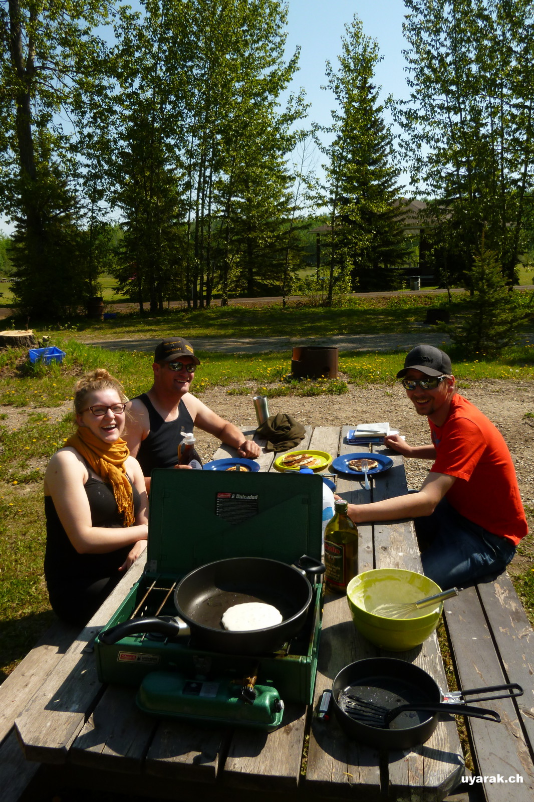 Pancake Frühstück mit Chris und Lindsey, Pouce Coupe, BC