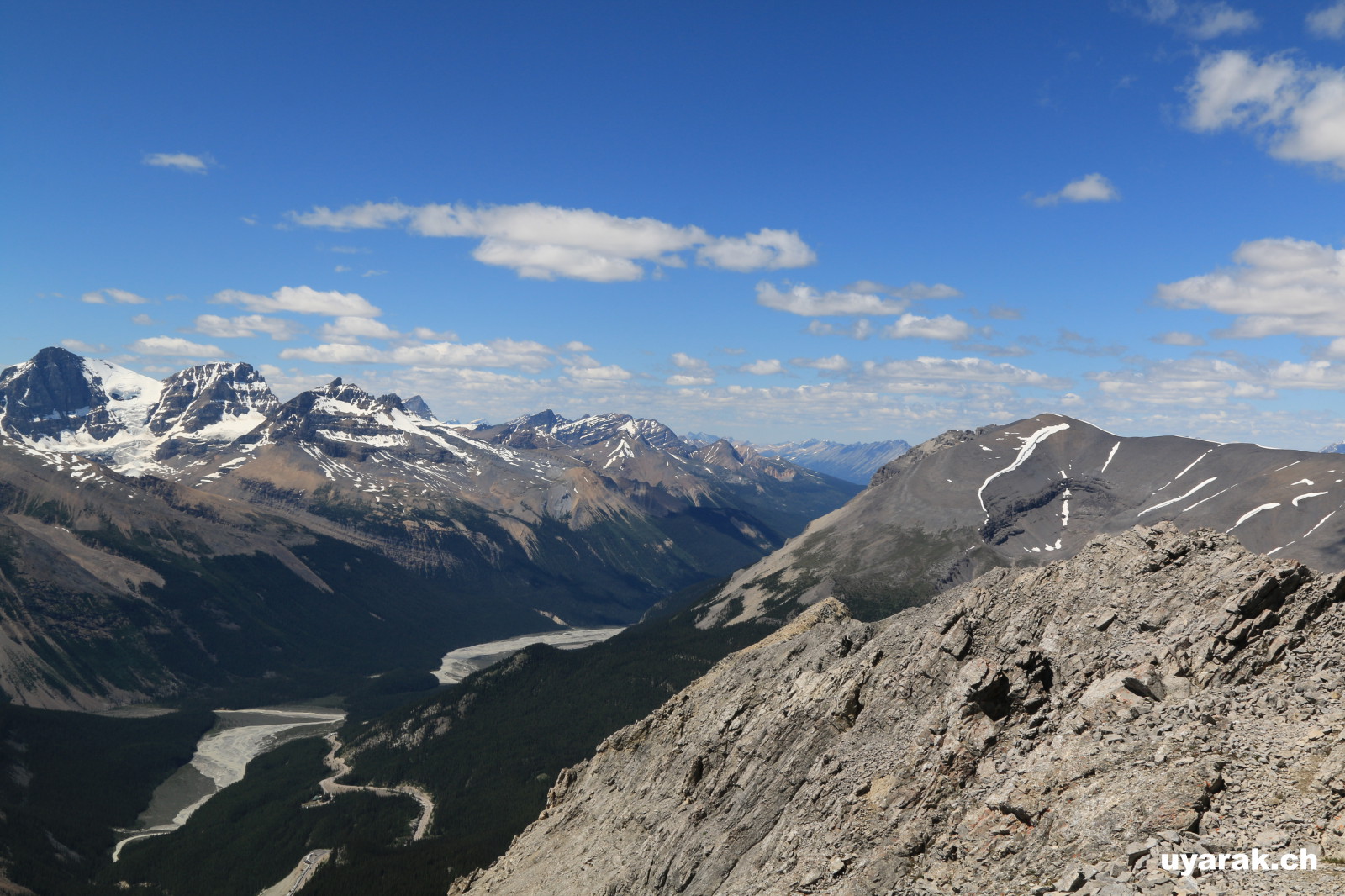 Blick vom Mount Wilcox zurück in den Jasper National Park, Alberta 