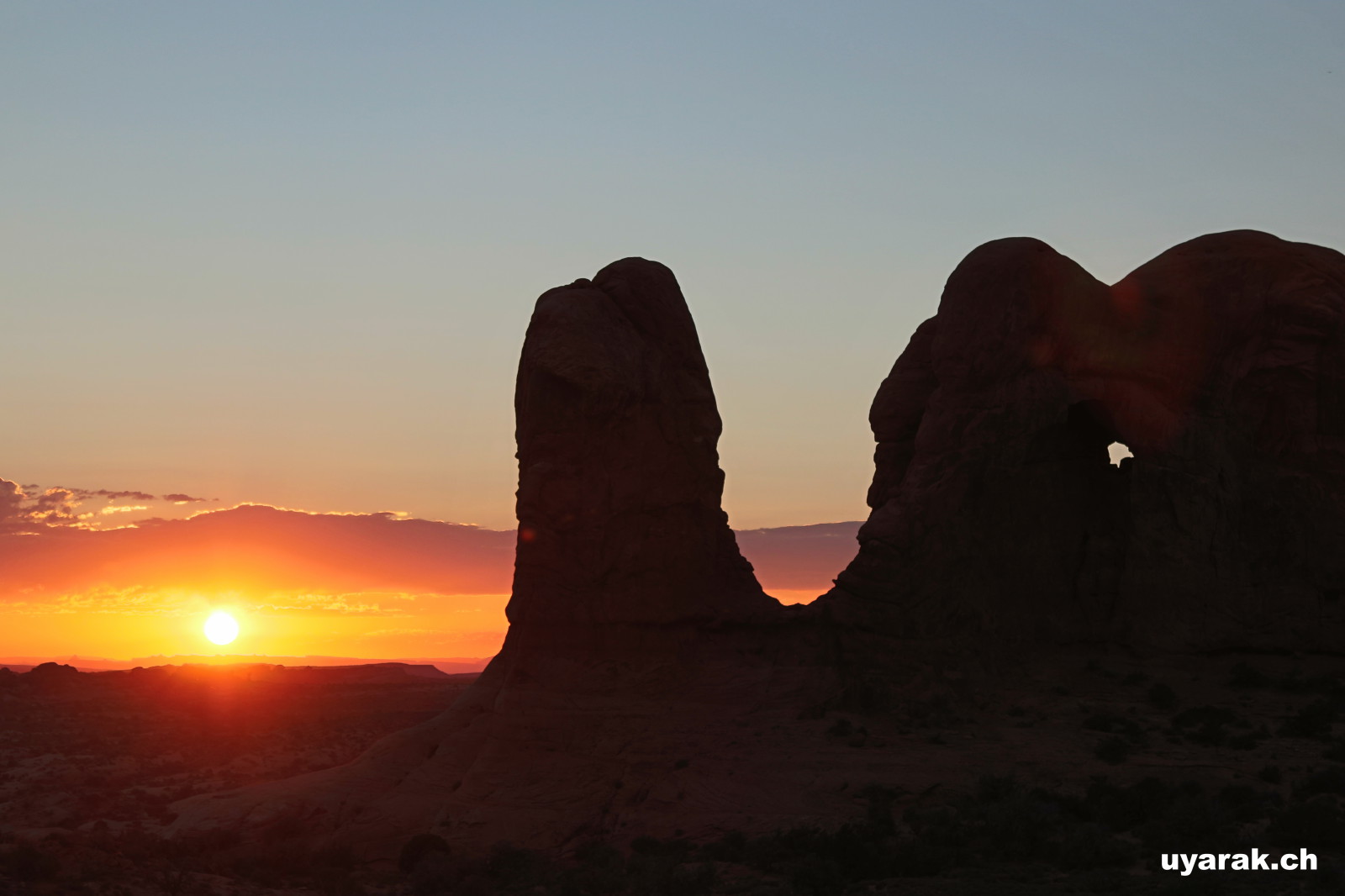 Sonnenuntergang bei Parade of Elephants, Arches National Park, Utah