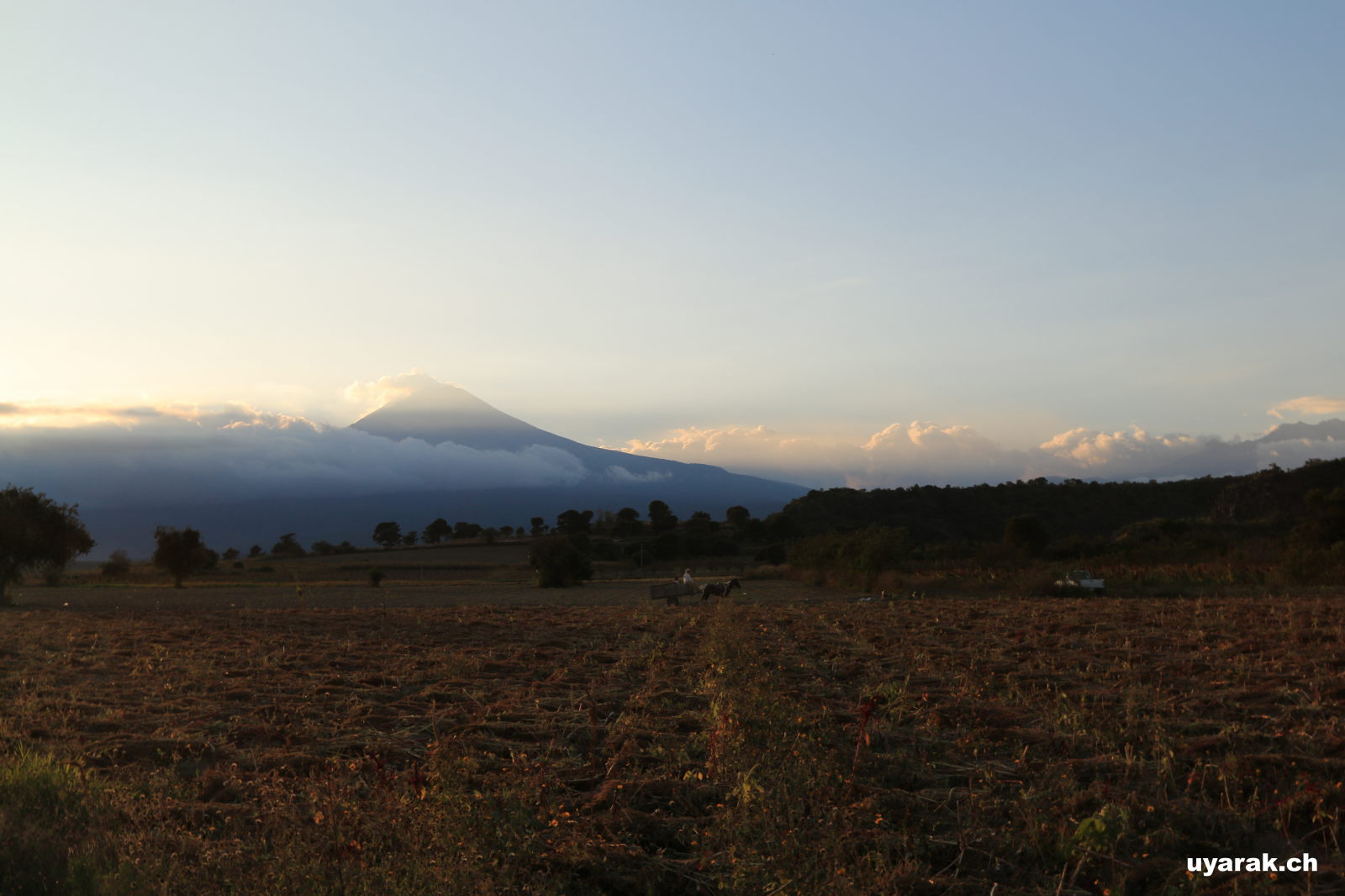 Der Popocatépetl kurz vor Sonnenuntergang, Mexiko