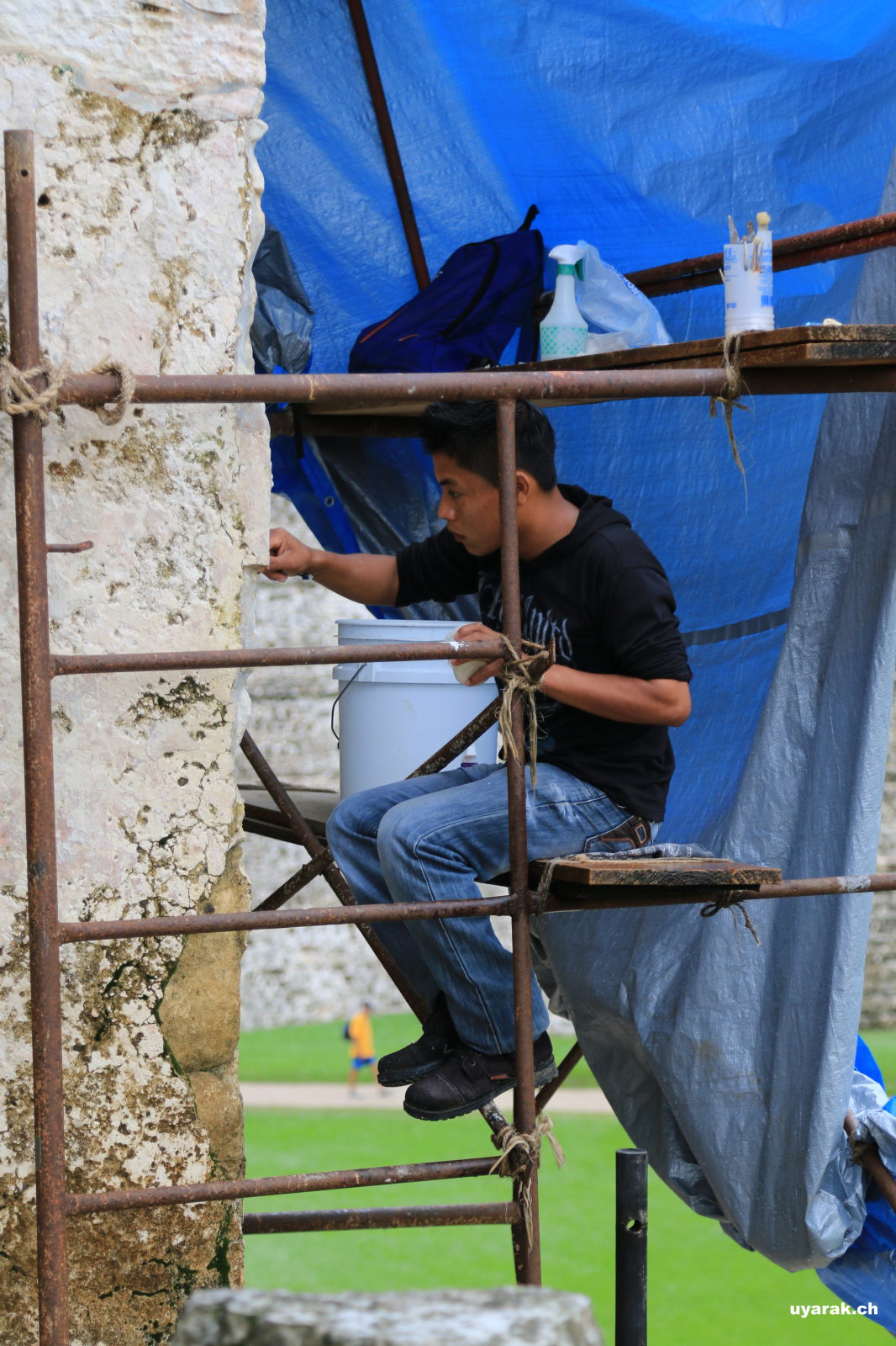 Restaurationsarbeiten, Palenque, Chiapas, Mexiko